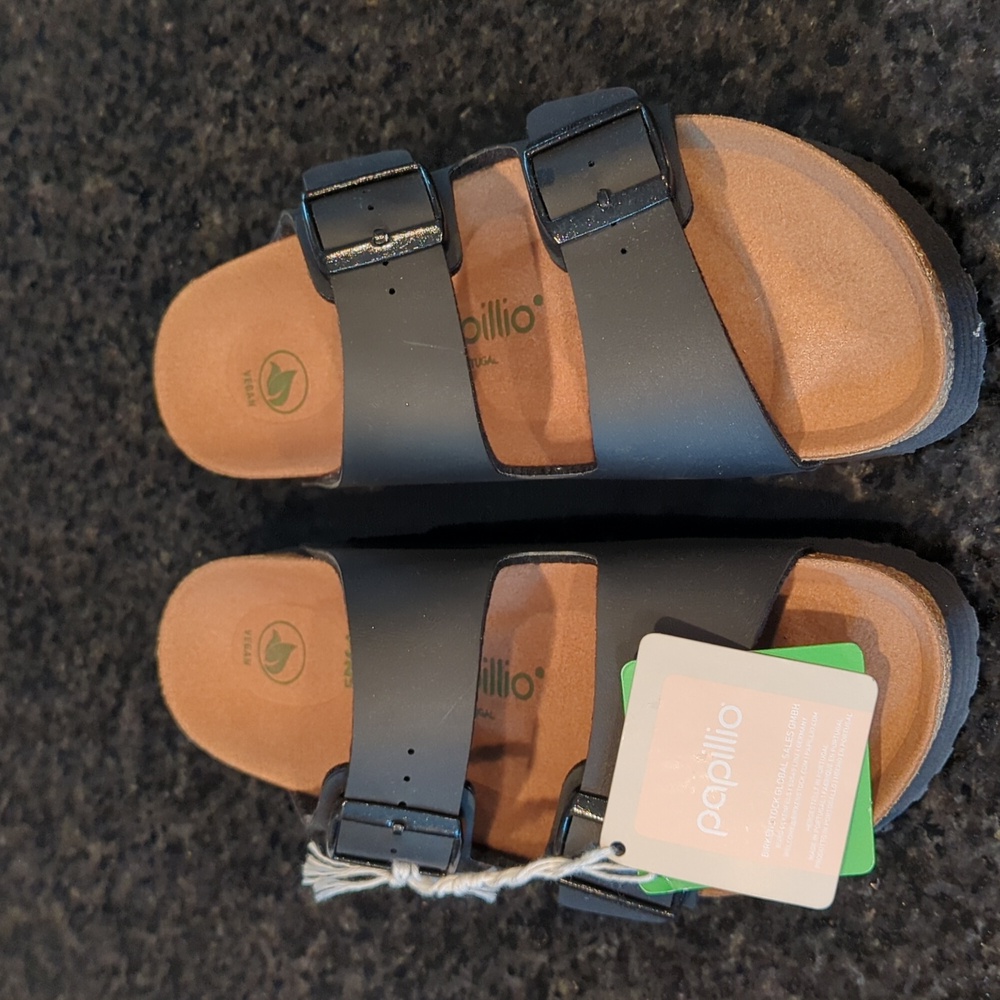 NWT Papillio platform Birkenstock, black, vegan